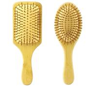 Touosy 2 Pezzi Spazzola Bamboo Spazzola Capelli Ricci Naturale Pettine Ricci Composta da Rotondo e Quadrato Spazzole Ideale per Capelli Lunghi Lisci e Capelli Adatta Uomini Donne Bambini