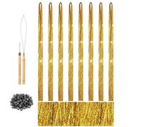 Touosy 2400 Tinsel Hair Glitter Ciocche Colorate per Capelli, Trecce Capelli Set Include Strumenti, Brillantini Hair Tinsel per Natale Capodanno Halloween Cosplay Party (Oro)
