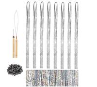 Touosy 2400 Tinsel Hair Glitter Ciocche Colorate per Capelli, Trecce Capelli Set Include Strumenti, Brillantini Hair Tinsel per Natale Capodanno Halloween Cosplay Party (Argento)