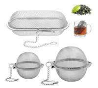 Touosy 3 Pezzi Infusore per Tisane Acciaio Inossidabile Infusore Tè Colino Filtro Te Infusione con Catena Teiere Tazze per Infusione di Foglie Sfuse Zucchero Spezie Zuppa Cacao in Polvere