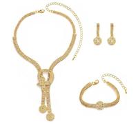 Touosy 3 Pezzi Parure Gioielli Donna, Set di Gioielli con Collana Orecchini Bracciale, Bigiotteria Donna Cristallo Elegante Ensemble per Sposa Fidanzamento Cerimonie Abito (Oro)