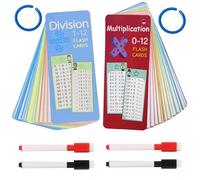 Touosy 30 Pezzi Flashcards Moltiplications Giochi di Carte Cartoncini Giochi per Bambini con 2 Pennarelli Cancellabili per Classroom Homeschool Regalo Il Ritorno a Scuola (Moltiplicazione e Divisione)