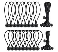 Touosy 32 Pezzi Corda Elastica per Teloni 10/15cm, Robusto e Durevole Corda Elastica Confezione da Cordini Elastico con Sfera, Elevata Elasticità Elastici con Sfera per Telone Tende e Tarps