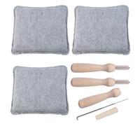 Touosy 6 Pezzi Confortevoli Tappetino per Infeltrimento a Secco e Aghi 3 Wool Felt Poking Tool Poking Needle in Legno, Set di Infeltrimento Pratico Tappetino Ago per Sfeltro Lana
