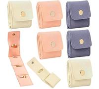 Touosy 6 Pezzi Mini Borsa da Viaggio per Gioielli, Scomparti Multipli, Portagioie da Viaggio Pochette per Gioielli Pieghevole e Sicura, Orecchini Anelli Collane