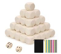 Touosy 60 Pezzi Dadi D6 non Verniciati Dadi 6 Facce con Borsa con Coulisse e Adesivo a Pois Colorati Cubo Legno di Legno Vuoti per Artigianato Fai da te Puzzle e Progetti Creativi (20 MM)