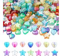 Touosy 600 Pezzi Perline a Forma di Stella, Perline per Braccialetti Fai Da Te Beads Cuore 10 mm Include Stelle e Cuori Pony Beads Diversi Colori Disponibili per Bracciali Pendenti Portachiavi
