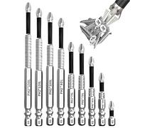 Touosy 9 Pezzi Inserti per Avvitatore, Inserti per Avvitatore Professionali, Punte Magnetiche Altamente Potenti, Punte Antiscivolo K5 per Cacciaviti Phillips Resistenti ai Colpi (25-150mm)