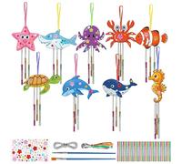 Touosy 9 Pezzi Kit Lavoretti Creativi per Bambini Campanelli Eolici a Forma di Animale Marino, Bricolage Bambini Campanelli Eolici a Forma di Sirena, per Ragazzi Ragazze Compleanni Bomboniere