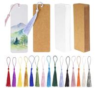 Touosy 90 Pezzi 14 x 4,9 CM Segnalibro Carta Segnalibro Personalizzato con Nappe per Fai da te Matrimonio Compleanno Feste Segnalibri Kit per Adulti e Bambini (Bianco + Marrone)