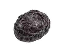 Toupee for Men Human Hair Wigs Ultra Thin PU Base | 1B40# Color,Light Weight,V-Looped Invisible Hairline,0.02-0.03 mm PU,30mm Wave(7"X9")