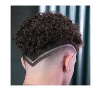 Toupee per uomini 8x10 pollici pizzo francese completo uomo parrucchino pieno di pizzo parrucchino parrucchino riccio capelli for uomo parrucchino capelli umani uomo parrucche sistema marrone 4# Sist