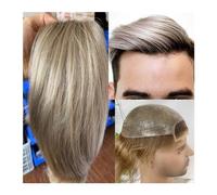 Toupee per Uomini Parrucche for capelli anteriori in pizzo francese 8x10 for uomo Sistema di sostituzione del pizzo anteriore in pizzo afro-americano Ombre Parrucche da uomo grigio cenere Parrucchino