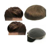 Toupee per uomini Pezzi di capelli Toupee for uomo Protesi di capelli umani Sistema di sostituzione dei capelli in pizzo svizzero for uomo Unità di capelli Base 10*8 Sistema di sostituzione dei capell