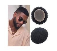 Toupee per Uomo Indian Human Hair Afro Curly Hair Prosthesis Mens Toupee Breathable Full Lace Base Men's Hairpiece Protesi Capelli Uomo(10mm)