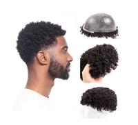 Toupee per Uomo Parrucca afro riccia for uomo, 0,1 mm, protesi for capelli maschili in pelle intera, parrucche for capelli umani ricci da 6 mm Protesi Capelli Uomo(8x10)