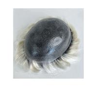 Toupee per Uomo Parrucca da uomo in pelle sottile con base in PU da 0,06 mm, #1B60RY, sistema di capelli umani indiani Protesi Capelli Uomo(6x8)