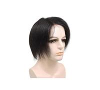 Toupee per Uomo Parrucca for capelli umani con base in pizzo, sistema di sostituzione for uomo, nera naturale