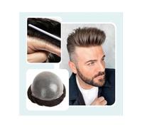 Toupee per Uomo Parrucca for uomo con pelle sottile da 0,04 mm, sistema di capelli veri for uomo, sistema di sostituzione dei capelli con base in PU a doppio nodo e attaccatura naturale dei capelli Pr