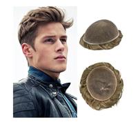 Toupee per uomo, Parrucca piena del merletto degli uomini Parrucca dei capelli umani Parrucca indiana di Remy Capelli umani Traspirante Morbida protesi capillare Sistema di attaccatura dei capelli Par