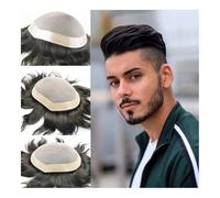 Toupee per uomo, Pezzi di capelli 100% uomini umani Toupee Sistema di sostituzione dei capelli Parrucchino for capelli umani Protesi for capelli maschili Parrucca mono naturale da uomo,per tutti i gi