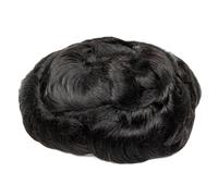 Toupee per Uomo Pezzo di capelli umani al 100% Sistema di sostituzione del parrucchino da uomo PU e parrucca mono top Capelli corti Remy con capelli in pizzo naturale Protesi Capelli Uomo(7x9)