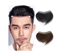 Toupee per Uomo Protesi capillare da uomo, 16x2 cm, toupet con capelli umani, base in PU, pelle sottile, toppa for la fronte Protesi Capelli Uomo(#2 Dark Brown)