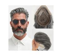 Toupee per Uomo Protesi capillare maschile con capelli indiani Remy, mono top, pizzo frontale, base in PU, pelle sottile, sistema di sostituzione dei capelli umani, 8x10" Protesi Capelli Uomo