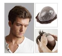 Toupee per Uomo Protesi capillare maschile senza nodi, base invisibile, sistema di capelli umani for uomo, unità di iniezione in pelle PU, sistemi di sostituzione di protesi for capelli maschili Prote