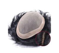 Toupee per Uomo Protesi for capelli da uomo, traspirante, con parte superiore in monofilamento fine e NPU, sistema di toupet for capelli umani. Protesi Capelli Uomo(8x10)