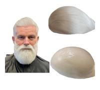Toupee - Toupee per uomini, 10 x 8", per uomini, sistema di ricambio per capelli umani, 0,04 mm, per pensare alla pelle, protesi per capelli, da uomo, colore bianco