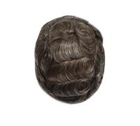 Toupeer for capelli umani for uomo, parrucca da uomo da 6 pollici | Interamente in PU da 0,1-0,12 mm, parrucca con sistema di sostituzione dei capelli grigi misti(6x9)