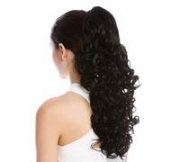 Toupet Coda di Cavallo Ricci Riccio Voluminoso Clip Lungo 50cm Nero