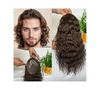 Toupet da uomo Toupet capelli umani per uomo, pizzo mono 8x10 pollici con base in PU capelli da uomo 12 pollici onda naturale Sistema di ricambio europeo 3# colore marrone