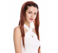 Toupet Nobile Intrecciato Cerchietto Liscio Molto Lungo 70cm Marrone-Rosso