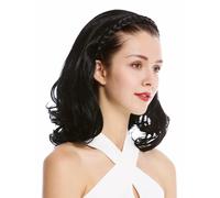 Toupet Nobile Intrecciato Cerchietto Lunghezza Alle Spalle 45cm Ricci Nero