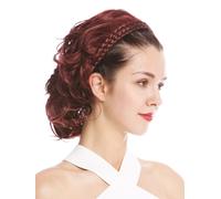 Toupet Nobile Intrecciato Cerchietto Lunghezza Alle Spalle Marrone-Rosso Mosso