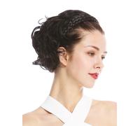 Toupet Nobile Intrecciato Cerchietto Lunghezza Alle Spalle Nero Mosso