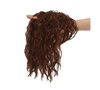 Toupet ondulato riccio sintetico con frangetta, extension per capelli a clip, accessorio per donne aggiunge volume ai capelli (Ginger Brown)