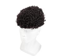 Toupet - Parrucca da uomo afro riccia da 0,12 mm, con base di pelle completa, 10 mm, protesi per capelli indiana (6 x 9)