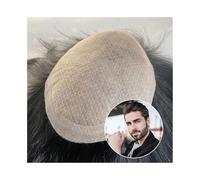 Toupet per capelli da uomo Base in seta traspirante con sistema di copertura in rete diamantata for capelli umani, parrucche da uomo #1B colore nero Toupet invisibile e traspirante per capelli da uom(
