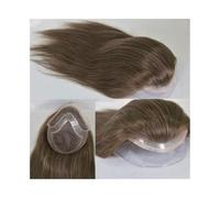 Toupet per capelli da uomo Swiss Lace Front Men Toupee 8"x10" Mono Lace PU Hairpiece 12" Long Human Hair System Units Toupet invisibile e traspirante per capelli da uom(#4 Color)