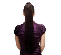 Toupet/Treccia Molto Lungo Liscio Clip Farfalla 70 CM Marrone Scuro T113-4