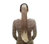 Toupet/Treccia Molto Lungo Liscio Clip Farfalla 70 CM Mix Marrone Biondo