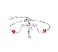 TOUPOP Braccialetto a forma di pettirosso, in argento Sterling 925, con cristalli e albero della vita, regalo di compleanno per donne, Misura unica, Argento sterling, Non pietra preziosa