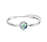 TOUPOP Braccialetto da donna con pietra portafortuna in argento Sterling 925, con luna e stella, con cerchio blu, luna celtica, gioielli per anniversario, compleanno, regalo di Natale per donne, mamma