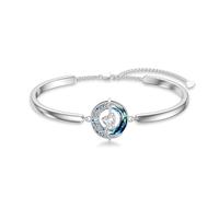 TOUPOP Braccialetto da donna con pietra portafortuna in argento Sterling 925, con luna e stella, con cerchio blu, luna celtica, gioielli per anniversario, compleanno, regalo di Natale per donne, mamma