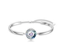 TOUPOP Braccialetto da donna con pietra portafortuna in argento Sterling 925, con luna e stella, con cerchio blu, luna celtica, gioielli per anniversario, compleanno, regalo di Natale per donne, mamma