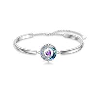 TOUPOP Braccialetto da donna con pietra portafortuna in argento Sterling 925, con luna e stella, con cerchio blu, luna celtica, gioielli per anniversario, compleanno, regalo di Natale per donne, mamma