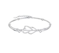 TOUPOP Braccialetto regolabile in argento Sterling 925 a forma di cuore con simbolo dell'infinito, braccialetto regolabile per donne e donne, regalo di compleanno per lei, regalo per la festa della